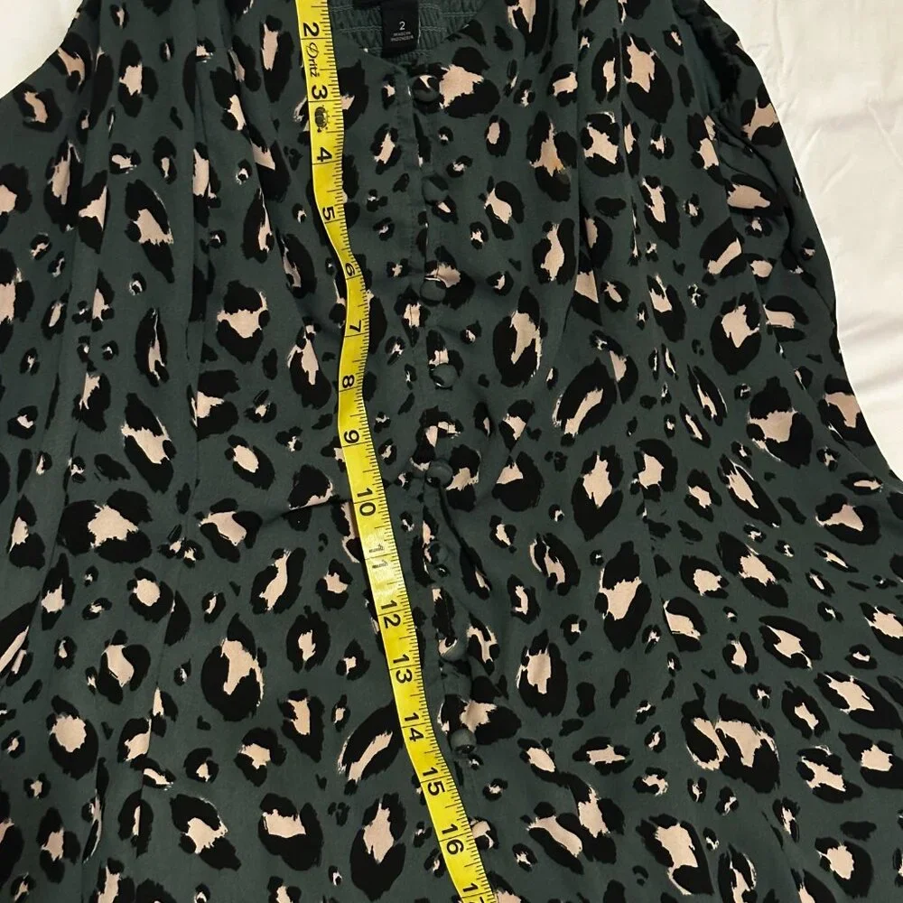 Torrid Camisole Tunic Going Out Top Sleeveless Blouse 2x Green Leopard Print - Picture 6 of 9